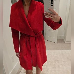BCBGMAXAZRIA “Jocelyn” Red Waterfall Belted Coat NWT Size Small